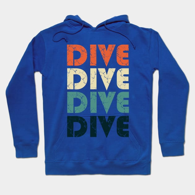 Retro Dive Distressed Diving Springboard Diver Gift T-shirt Hoodie by Bezra